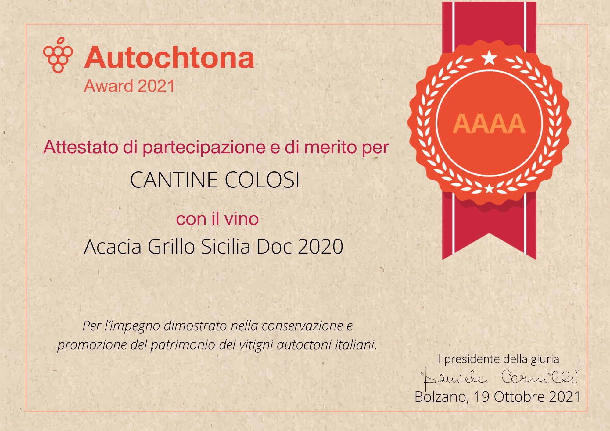 Grillo Sicilia DOC "Acacia" - Cantine Colosi Cantine Colosi