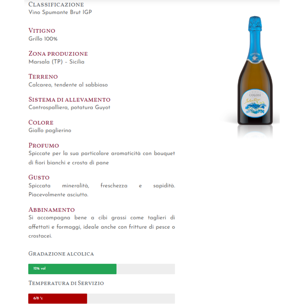 Bolentino - Grillo DOC Spumante Brut - Cantine Colosi Cantine Colosi