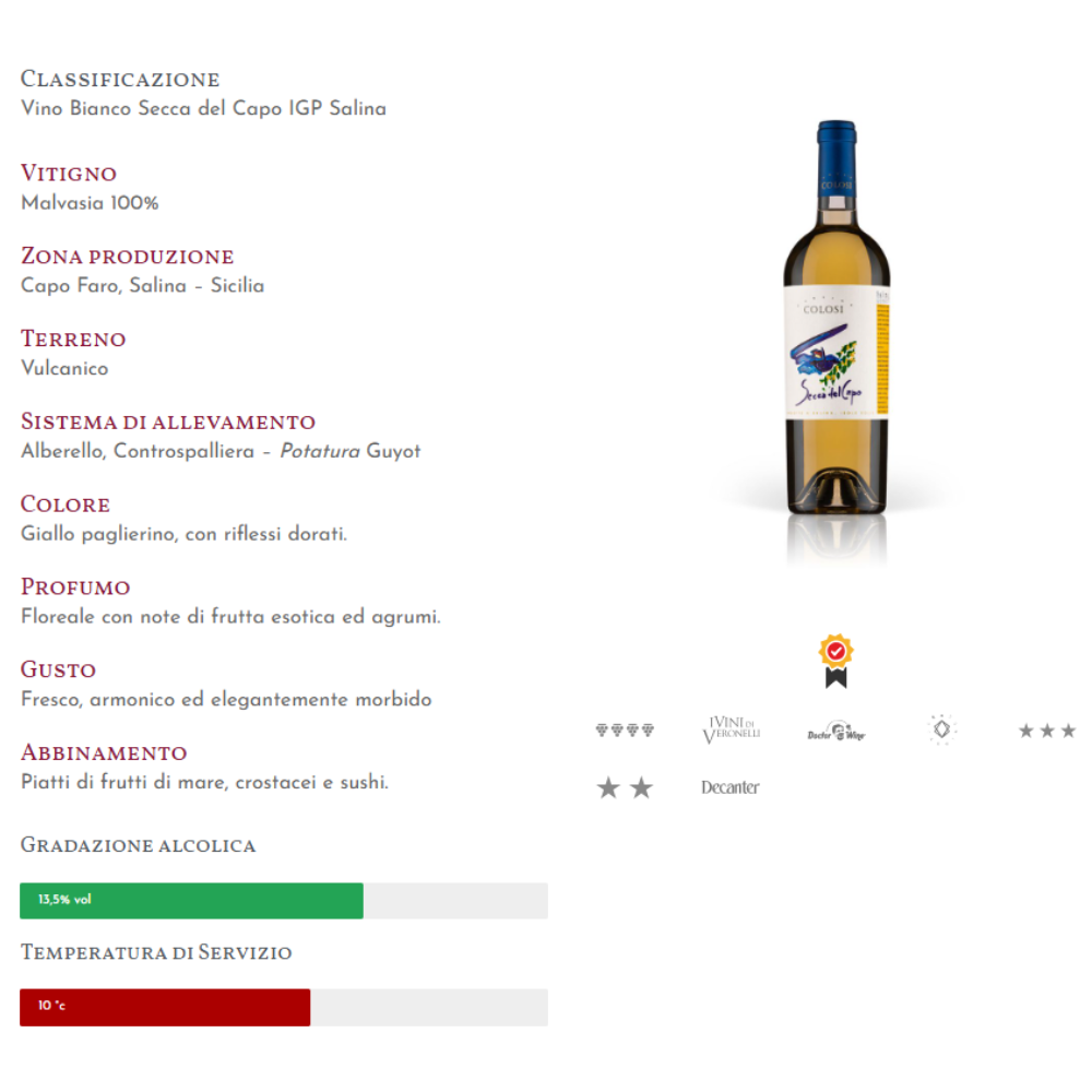 Secca del Capo IGP Salina – Cantine Colosi Cantine Colosi