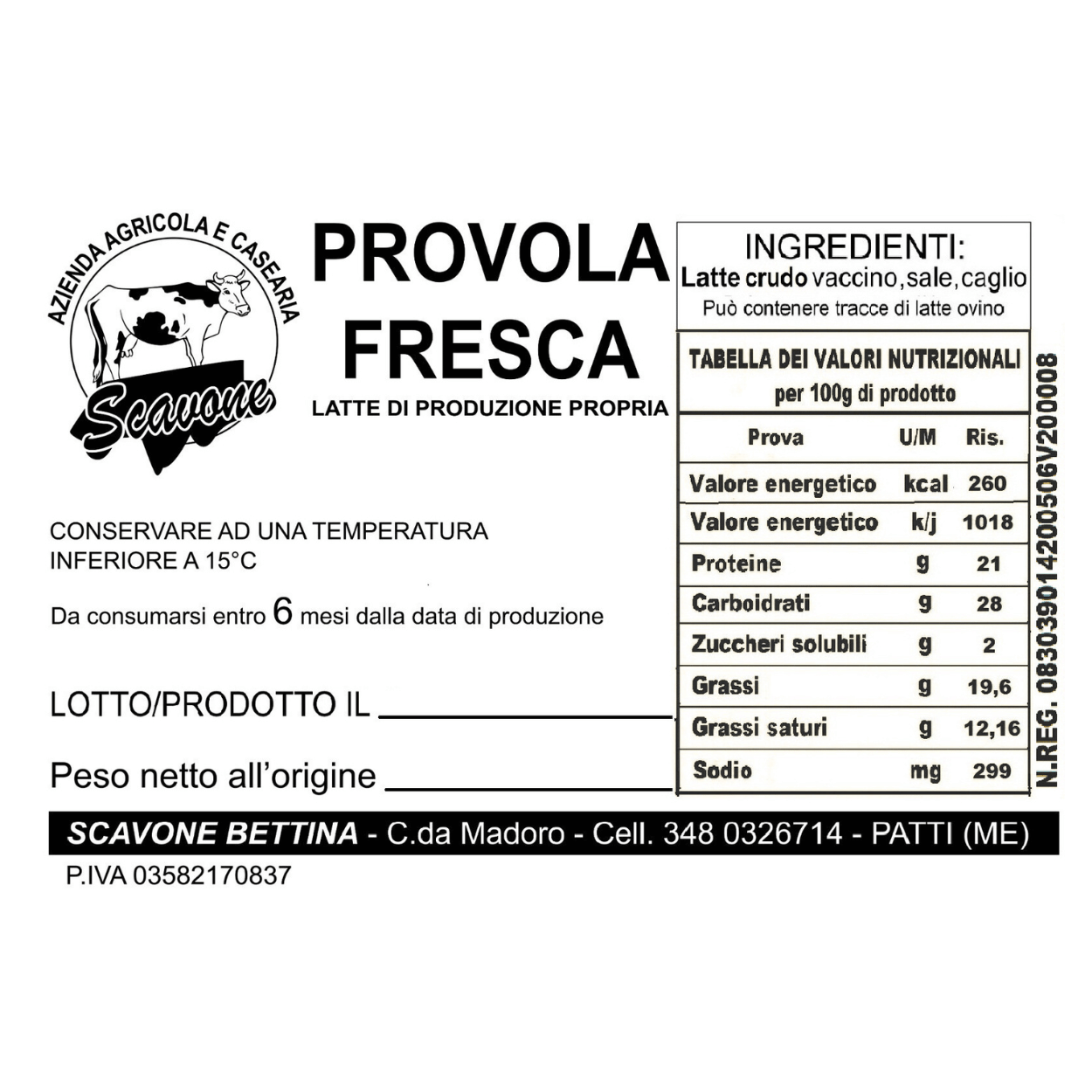 Provola Schiacciata Fresca Cunzata Sicilia