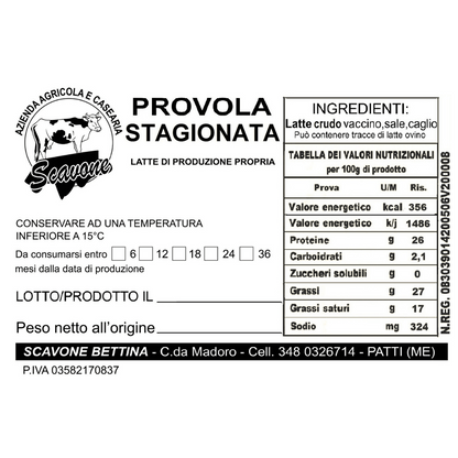 Provola Stagionata Cunzata Sicilia