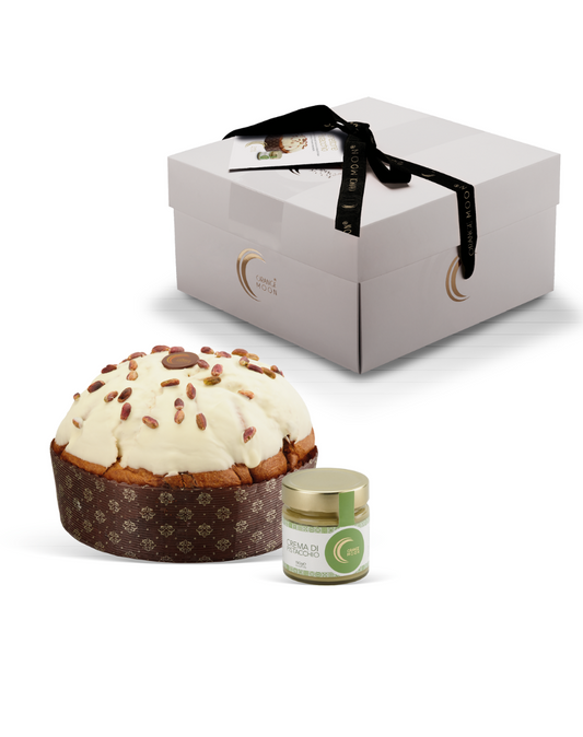 Panettone pistacchio con crema spalmabile Orange Moon